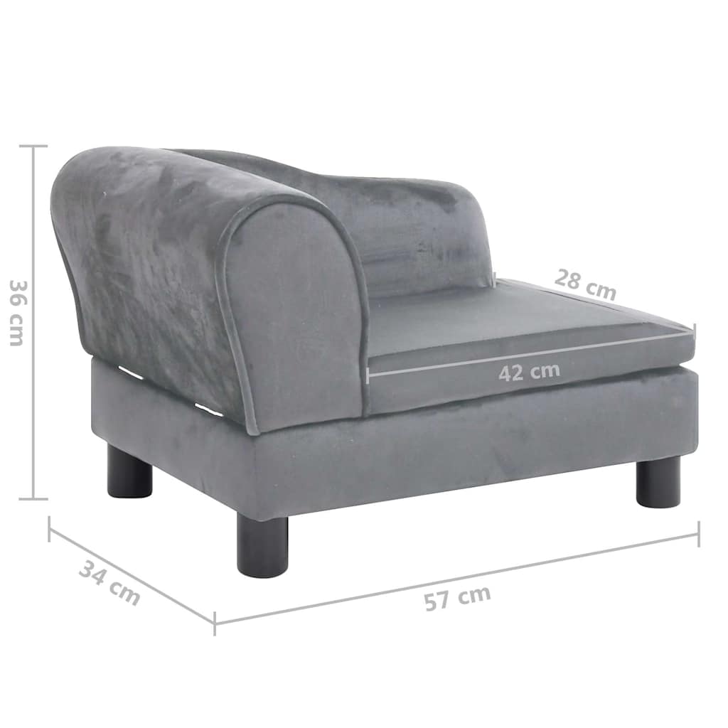 Divano per Cani Grigio 57x34x36 cm in Peluche