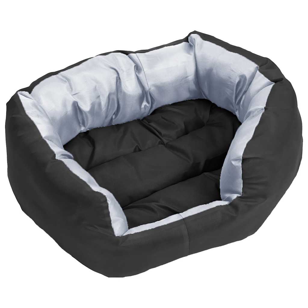 Cuscino per Cani Reversibile e Lavabile Grigio Nero 65x50x20 cm