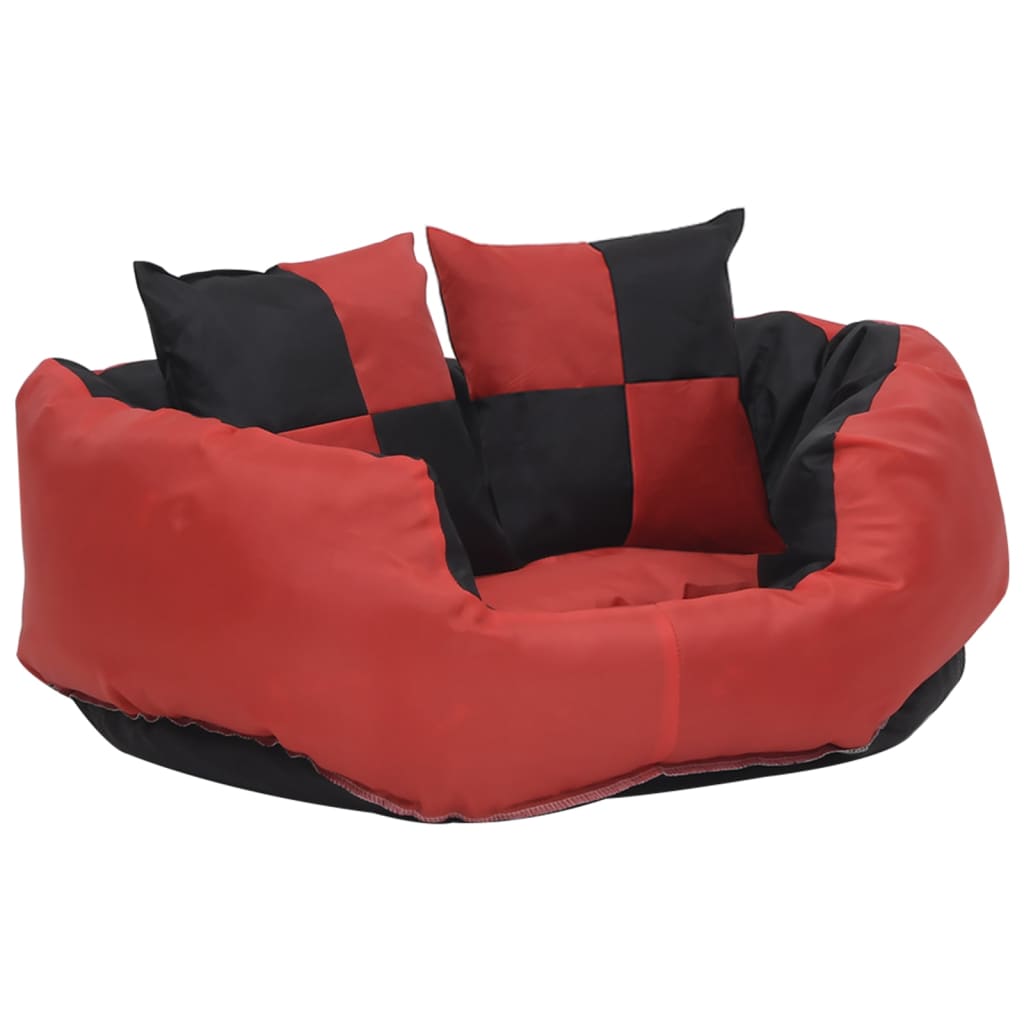 Cuscino per Cani Reversibile e Lavabile Rosso e Nero 65x50x20cm