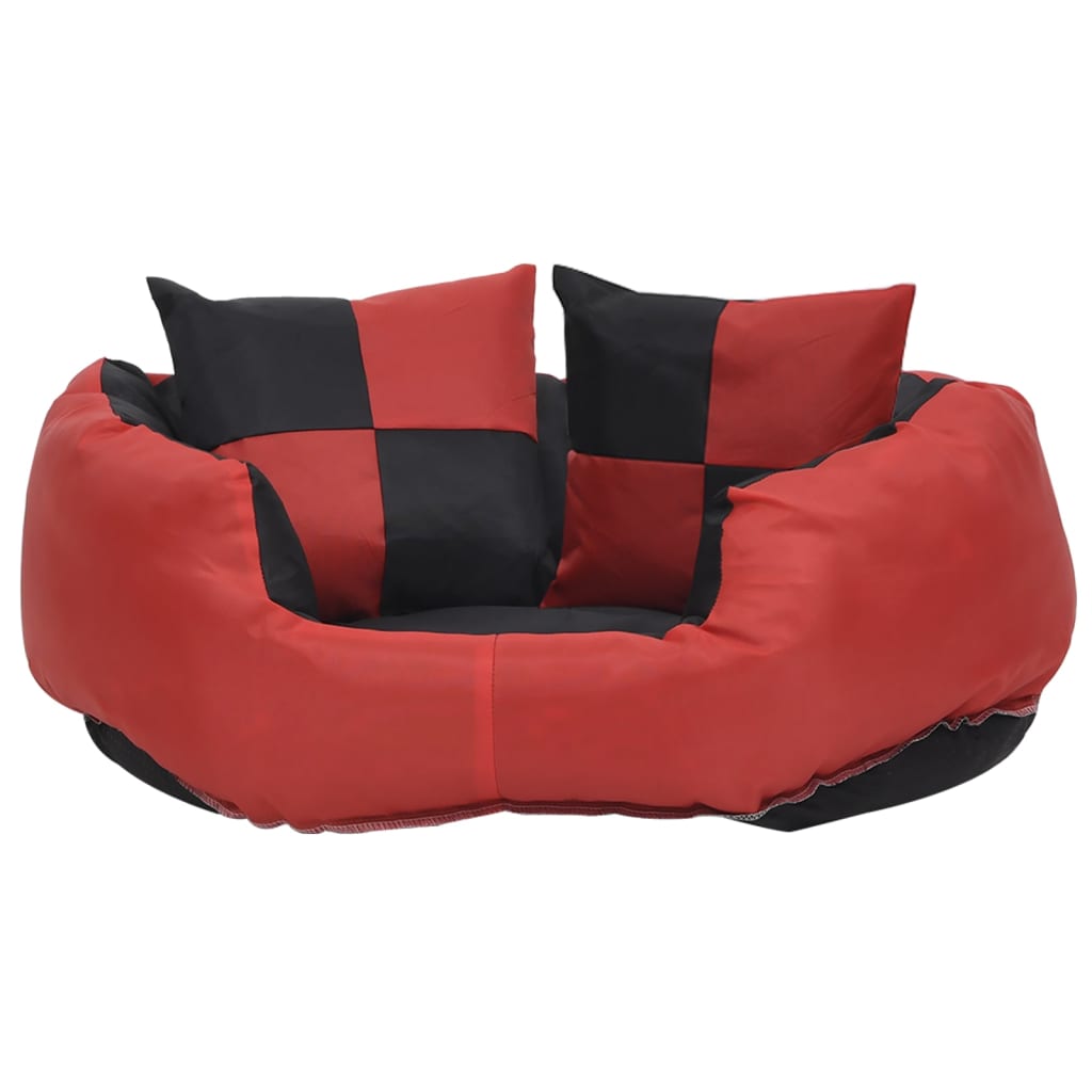 Cuscino per Cani Reversibile e Lavabile Rosso e Nero 65x50x20cm