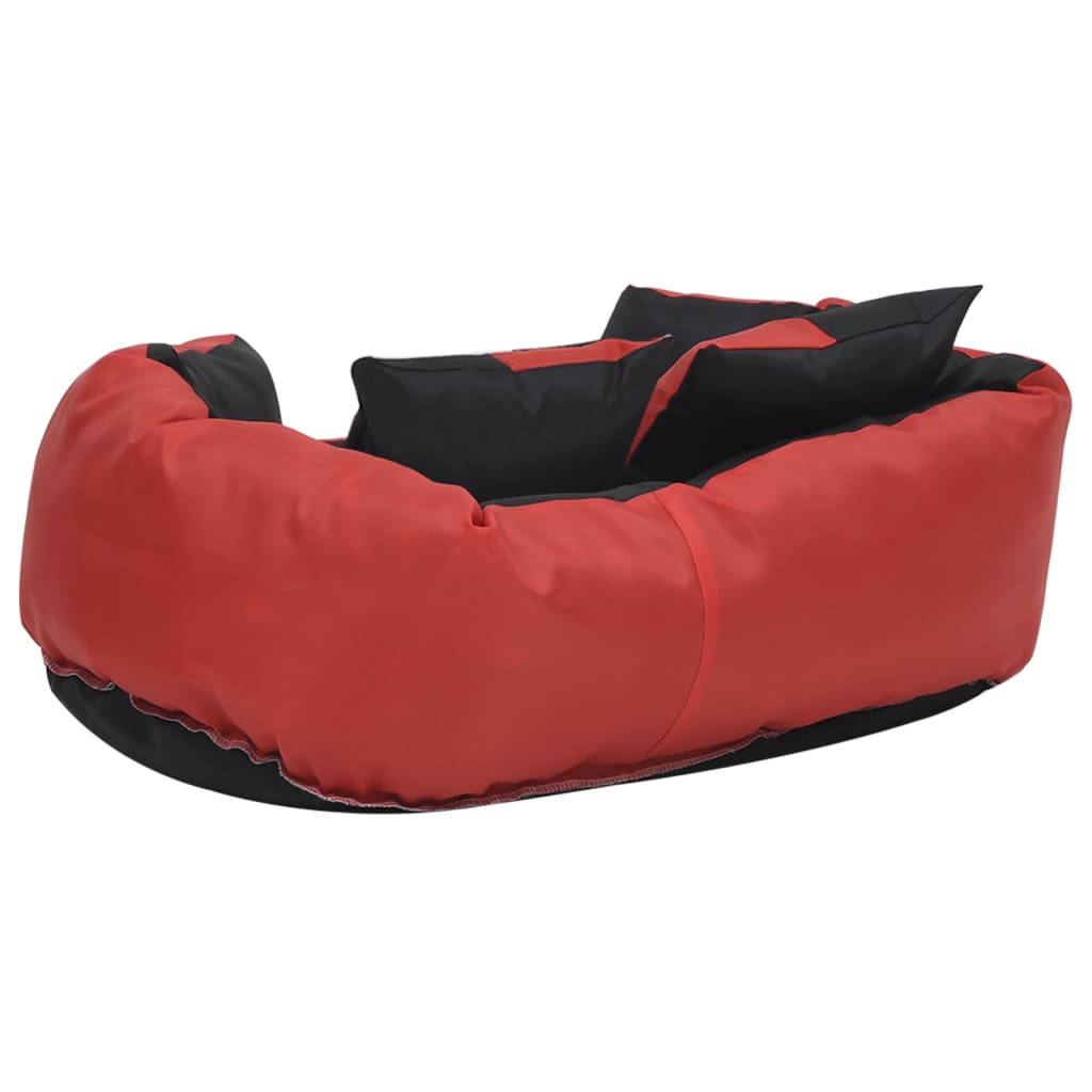 Cuscino per Cani Reversibile e Lavabile Rosso e Nero 65x50x20cm