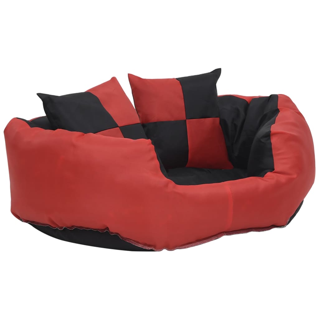 Cuscino per Cani Reversibile e Lavabile Rosso e Nero 65x50x20cm