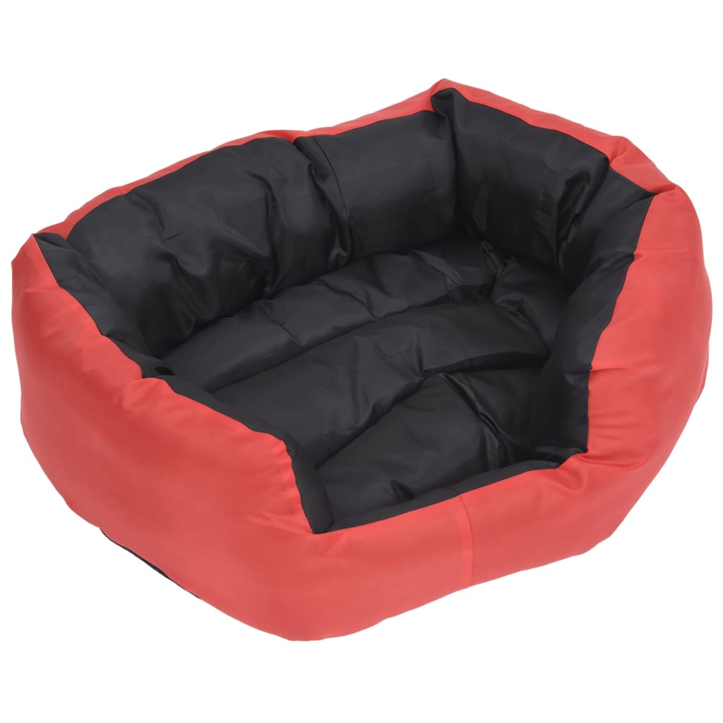 Cuscino per Cani Reversibile e Lavabile Rosso e Nero 65x50x20cm