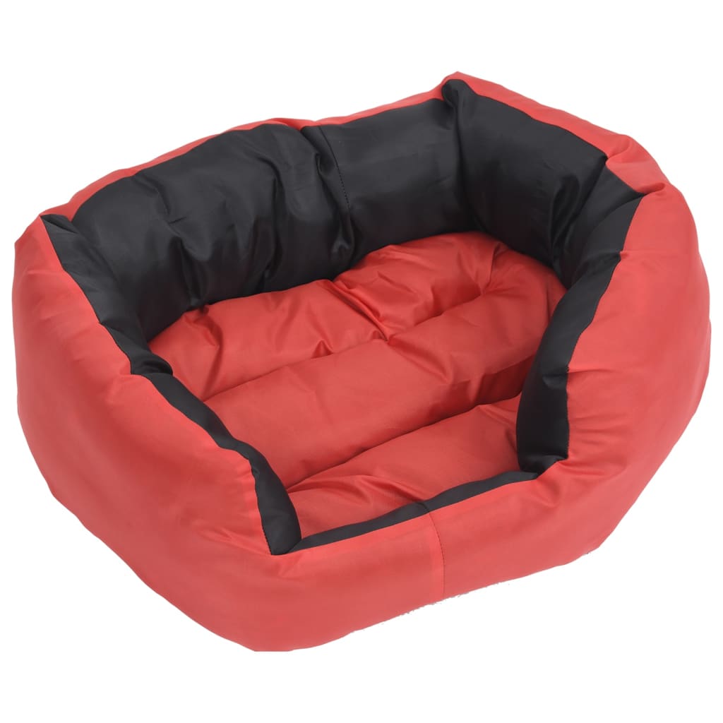 Cuscino per Cani Reversibile e Lavabile Rosso e Nero 65x50x20cm