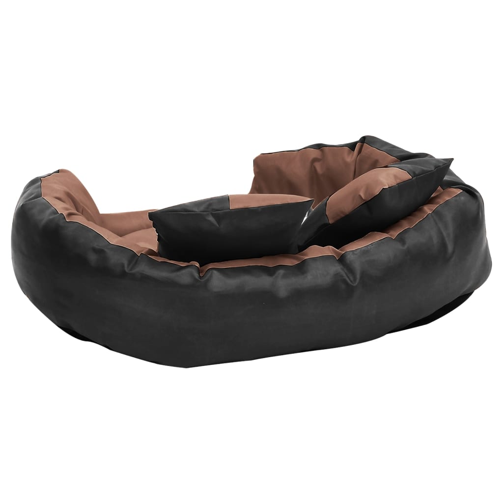 Cuscino per Cani Reversibile e Lavabile Nero Marrone 85x70x20cm