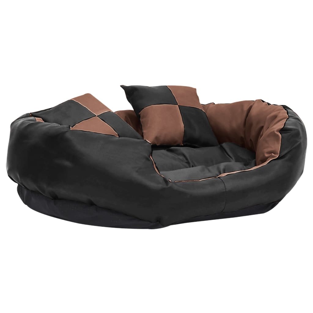 Cuscino per Cani Reversibile e Lavabile Nero Marrone 85x70x20cm