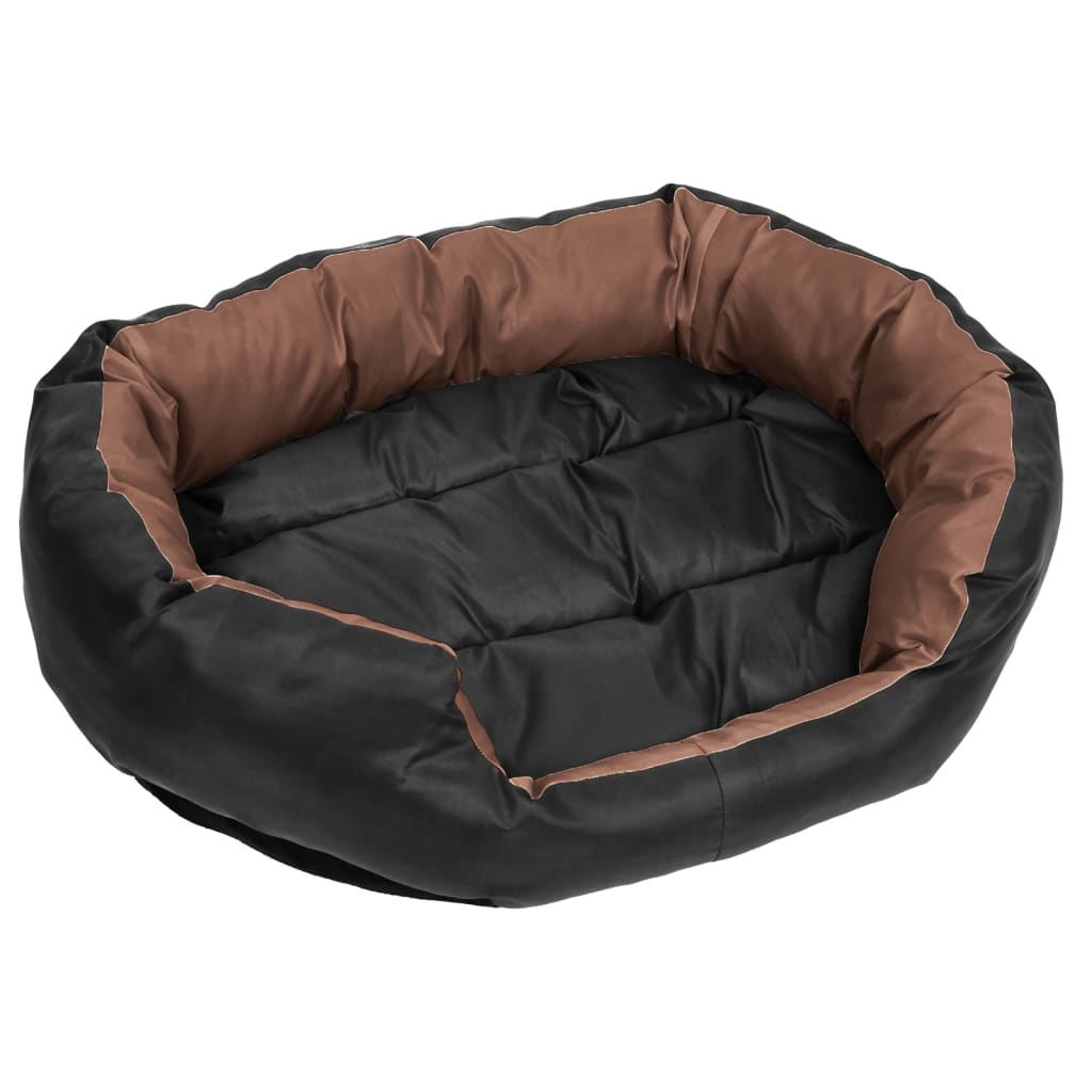 Cuscino per Cani Reversibile e Lavabile Nero Marrone 85x70x20cm