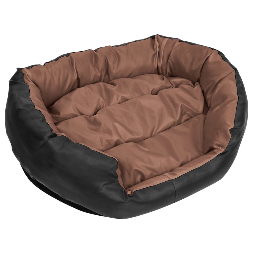 Cuscino per Cani Reversibile e Lavabile Nero Marrone 85x70x20cm