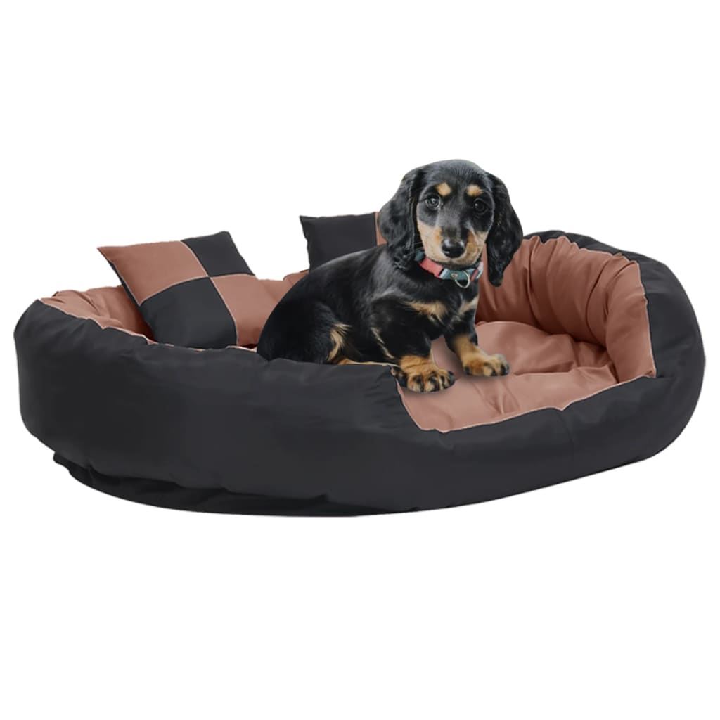 Cuscino per Cani Reversibile Lavabile Nero Marrone 110x80x23cm