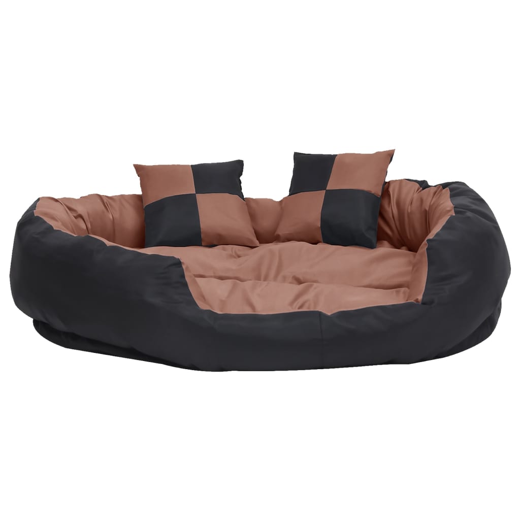Cuscino per Cani Reversibile Lavabile Nero Marrone 110x80x23cm