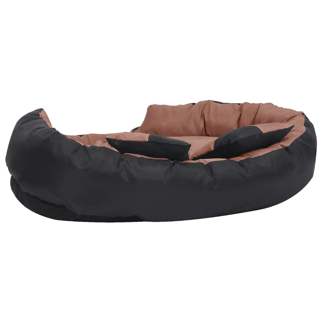 Cuscino per Cani Reversibile Lavabile Nero Marrone 110x80x23cm