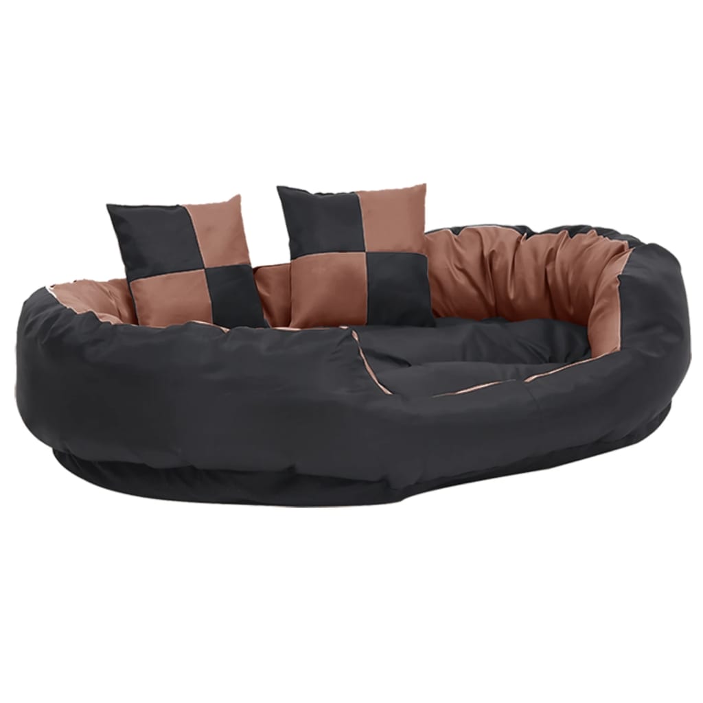 Cuscino per Cani Reversibile Lavabile Nero Marrone 110x80x23cm