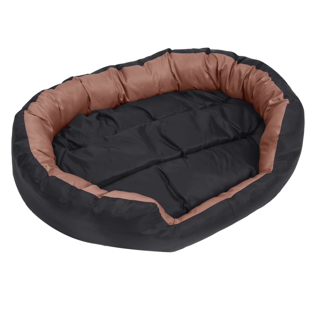 Cuscino per Cani Reversibile Lavabile Nero Marrone 110x80x23cm