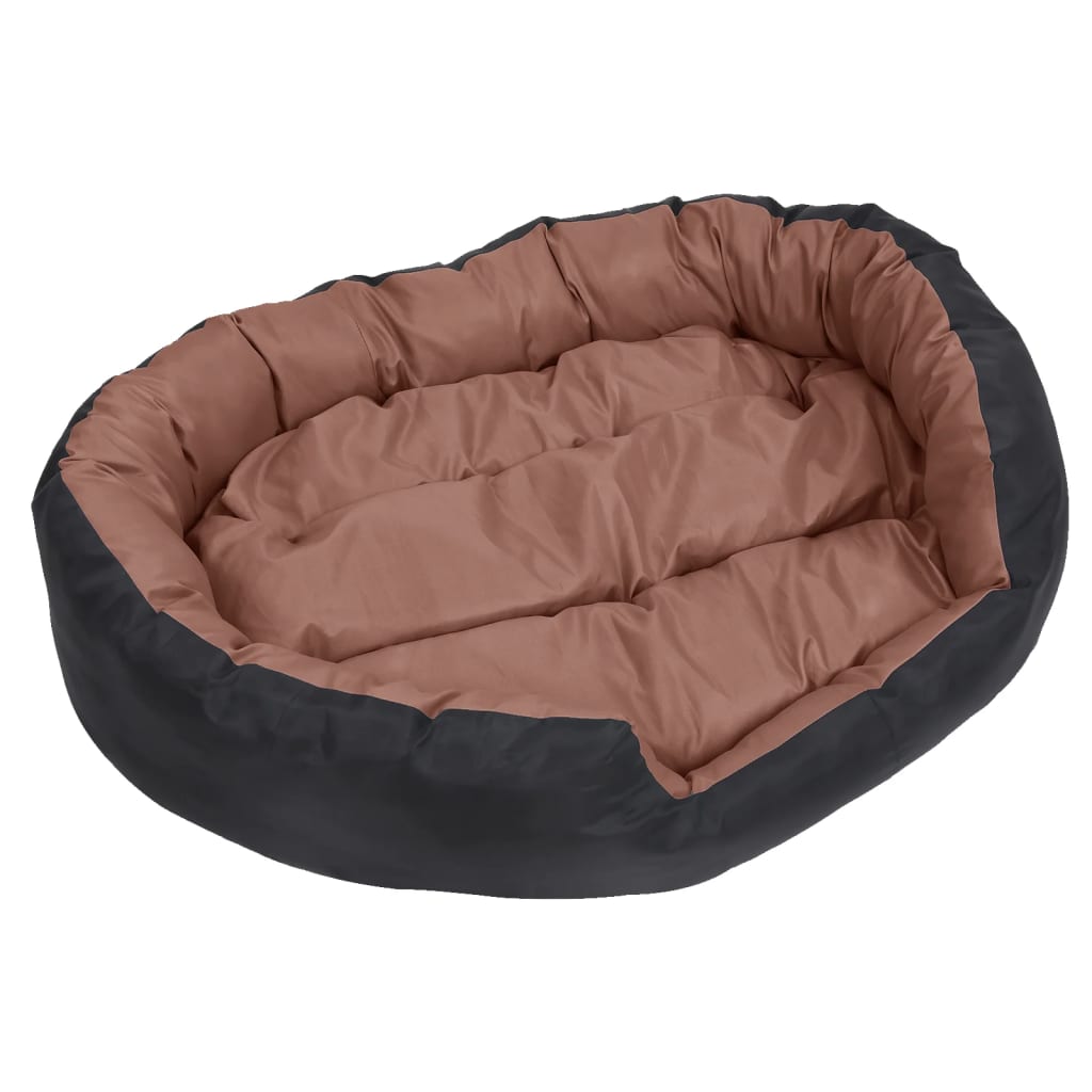Cuscino per Cani Reversibile Lavabile Nero Marrone 110x80x23cm