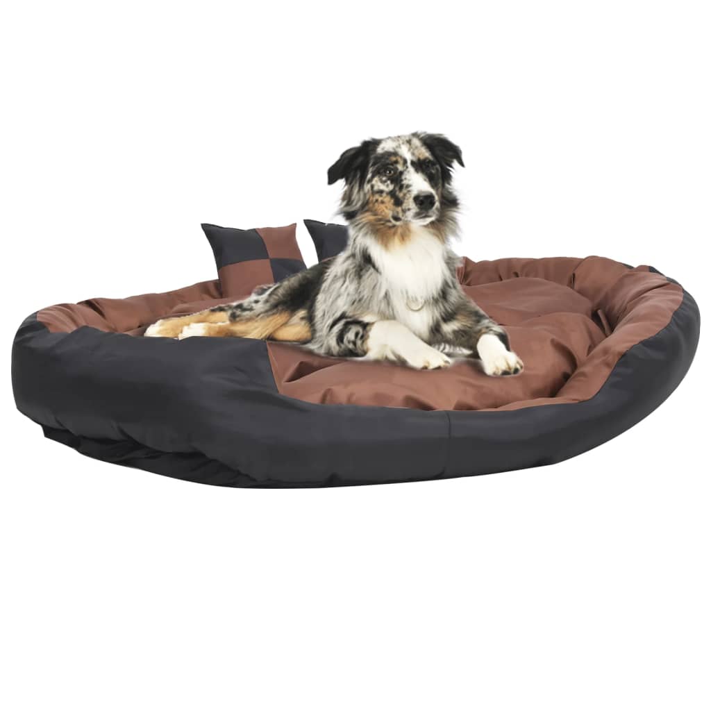 Cuscino per Cani Reversibile Lavabile Nero Marrone 150x120x25cm