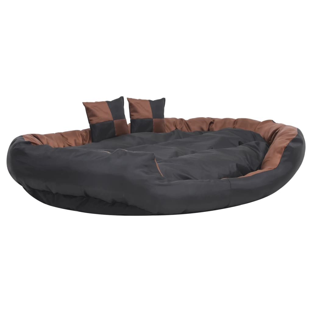 Cuscino per Cani Reversibile Lavabile Nero Marrone 150x120x25cm