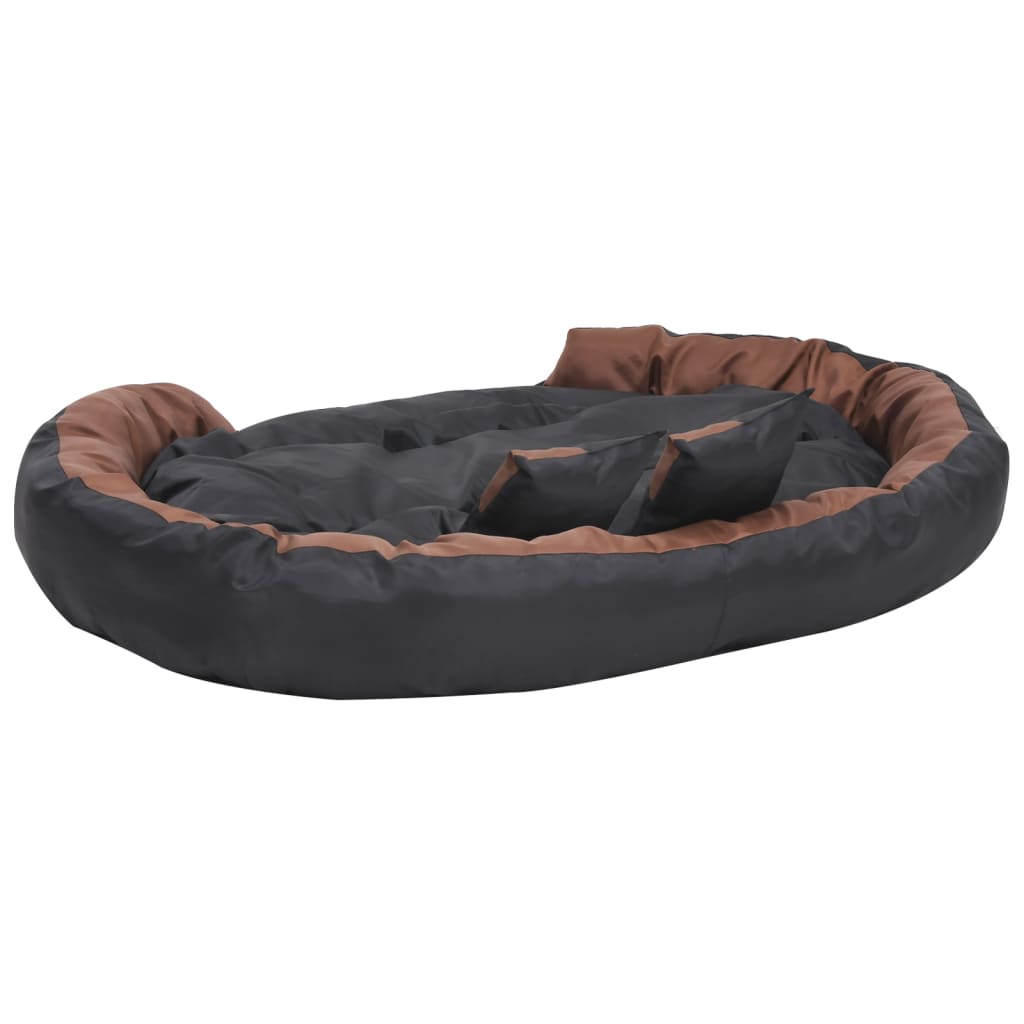 Cuscino per Cani Reversibile Lavabile Nero Marrone 150x120x25cm