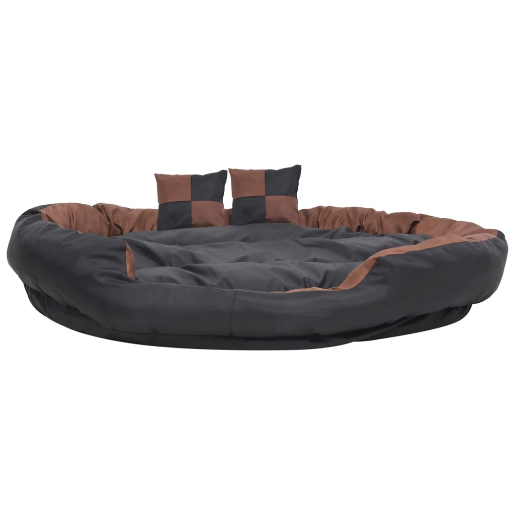 Cuscino per Cani Reversibile Lavabile Nero Marrone 150x120x25cm