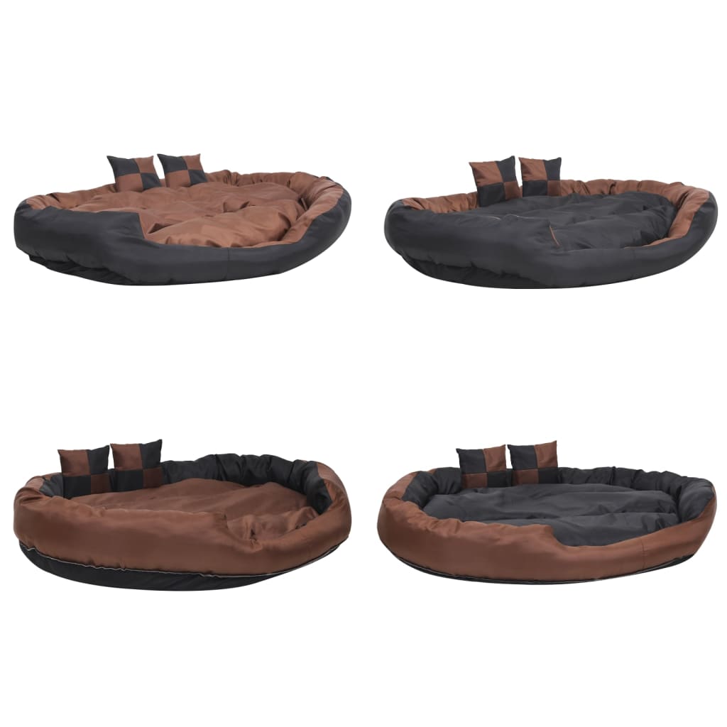 Cuscino per Cani Reversibile Lavabile Nero Marrone 150x120x25cm