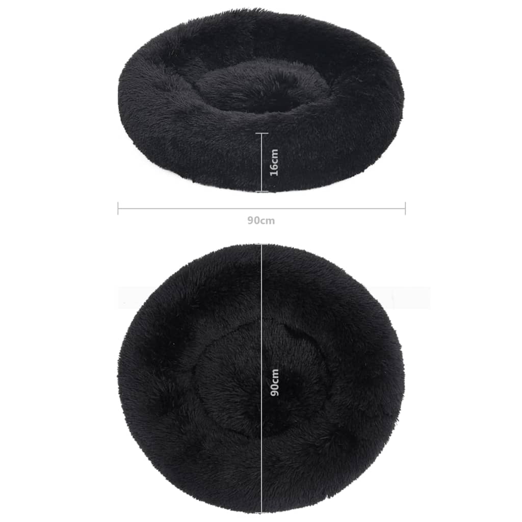 Cuscino Lavabile per Cani e Gatti Nero 90x90x16 cm in Peluche