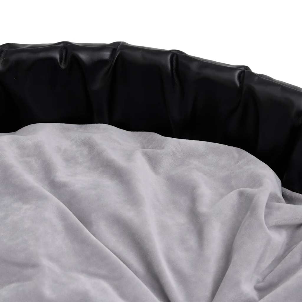 Lettino per Cani Nero e Grigio 69x59x19 cm Peluche e Similpelle