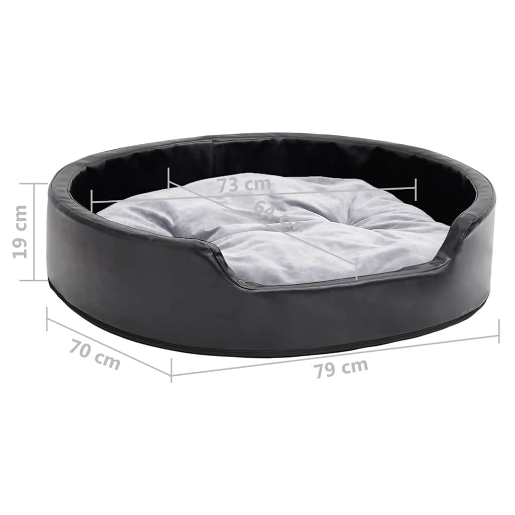 Lettino per Cani Nero e Grigio 79x70x19 cm Peluche e Similpelle