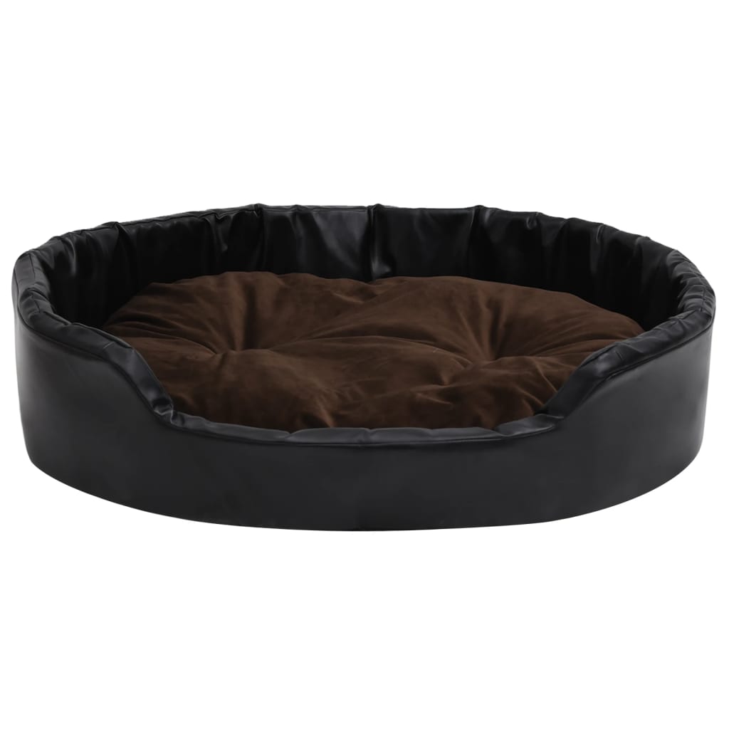 Lettino per Cani Nero e Marrone 90x79x20cm Peluche e Similpelle