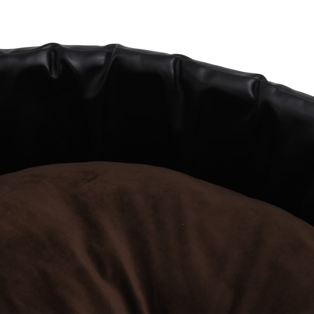 Lettino per Cani Nero e Marrone 90x79x20cm Peluche e Similpelle