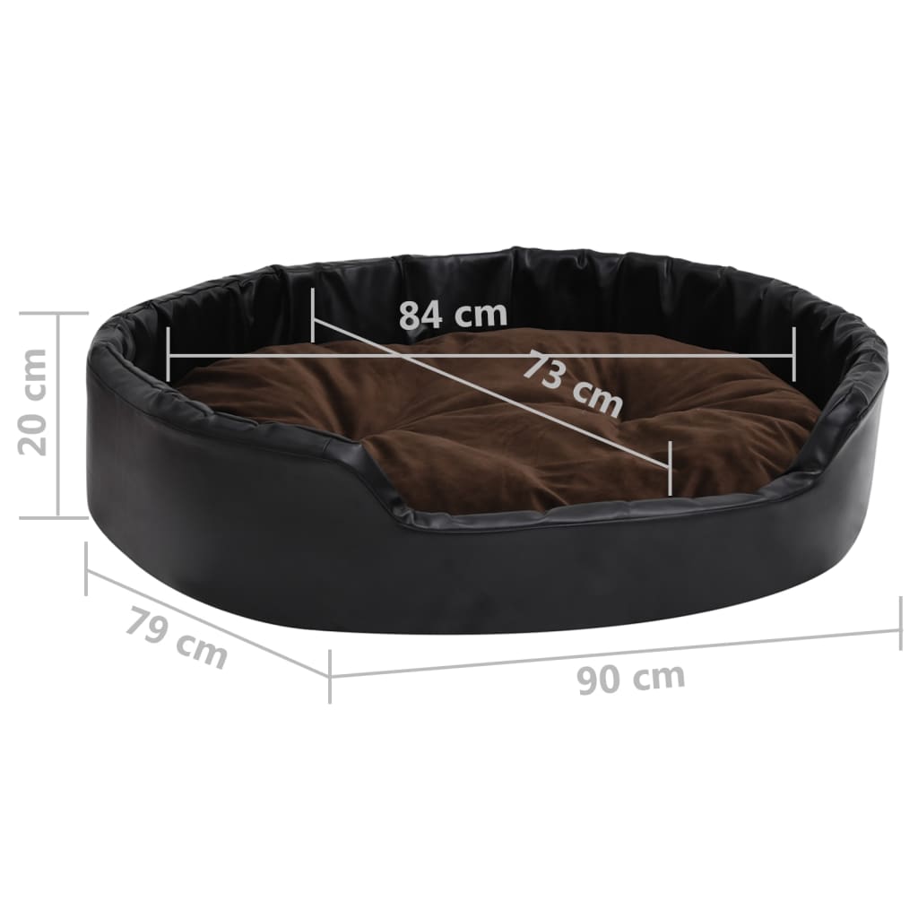 Lettino per Cani Nero e Marrone 90x79x20cm Peluche e Similpelle