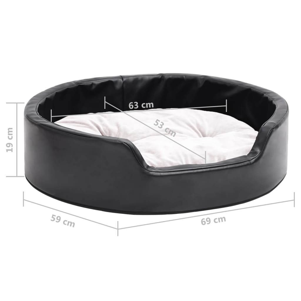 Lettino per Cani Nero e Beige 69x59x19 cm Peluche e Similpelle