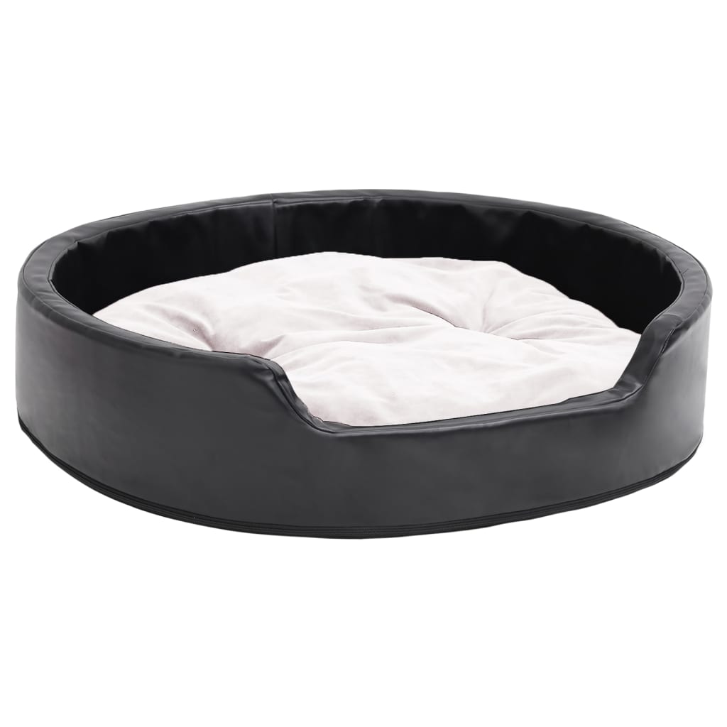 Lettino per Cani Nero e Beige 79x70x19 cm Peluche e Similpelle