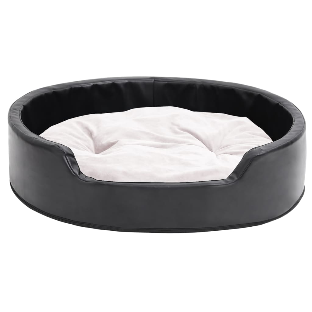Lettino per Cani Nero e Beige 79x70x19 cm Peluche e Similpelle