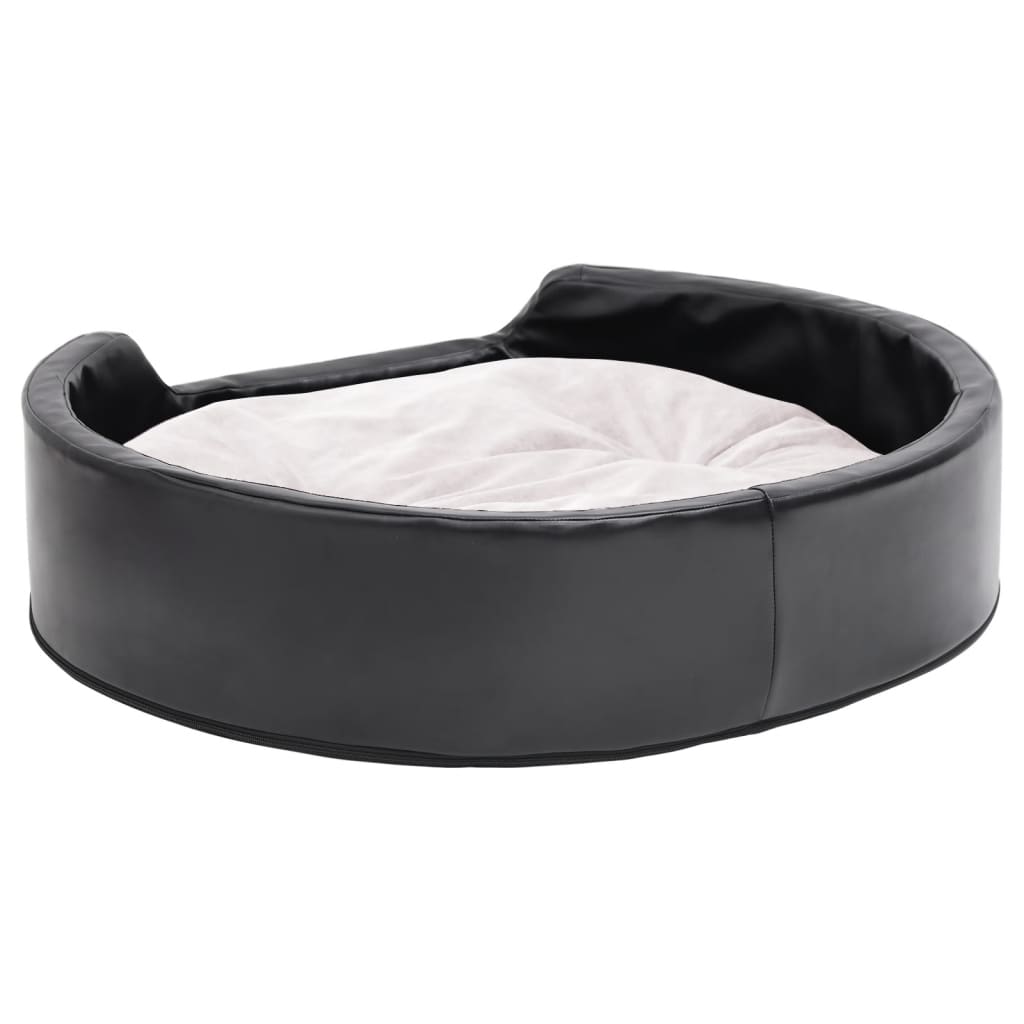 Lettino per Cani Nero e Beige 79x70x19 cm Peluche e Similpelle