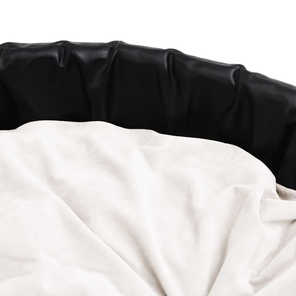 Lettino per Cani Nero e Beige 79x70x19 cm Peluche e Similpelle
