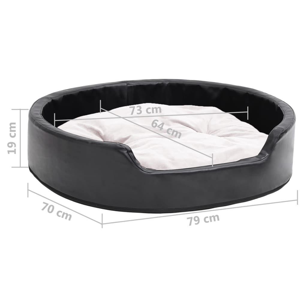 Lettino per Cani Nero e Beige 79x70x19 cm Peluche e Similpelle
