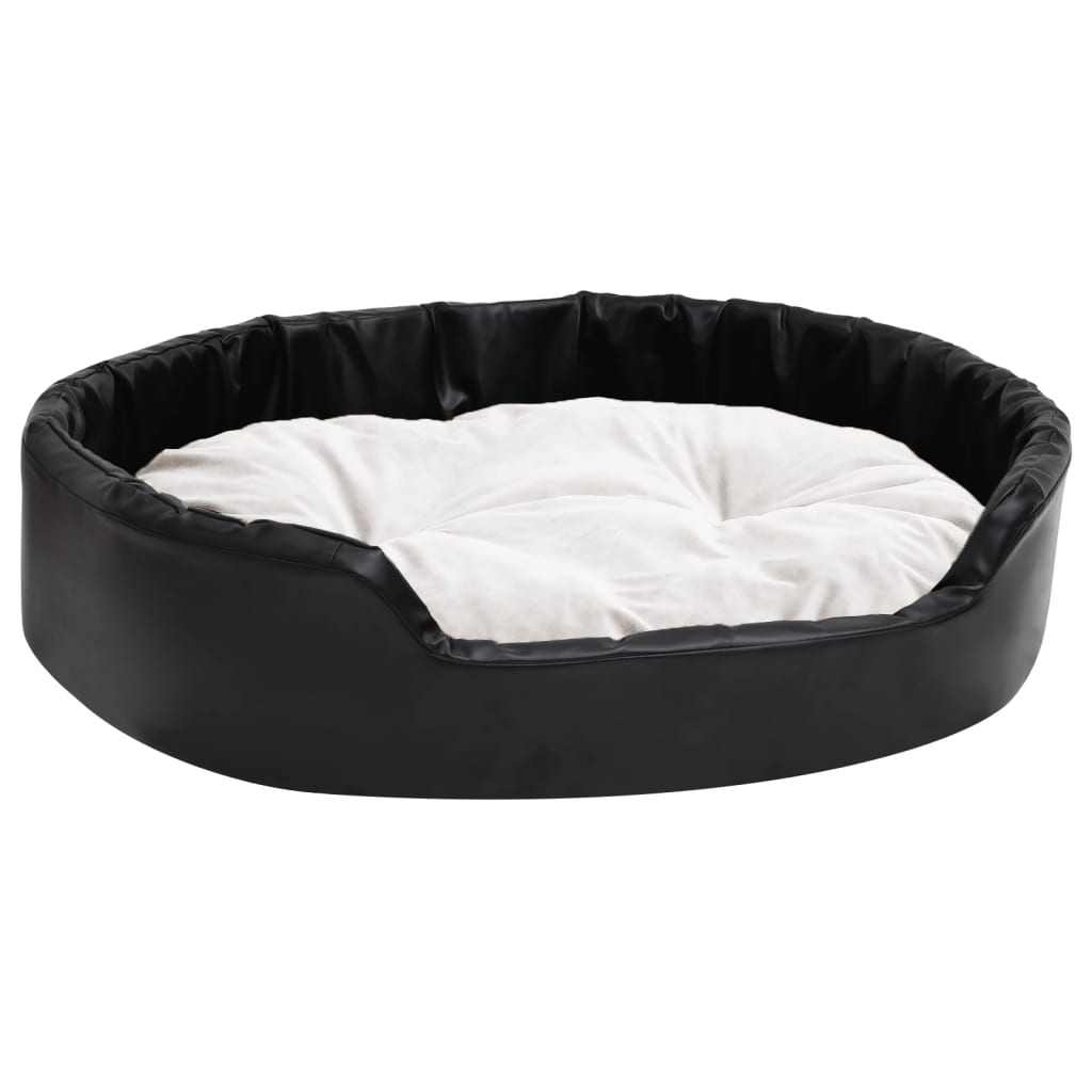 Lettino per Cani Nero e Beige 90x79x20 cm Peluche e Similpelle