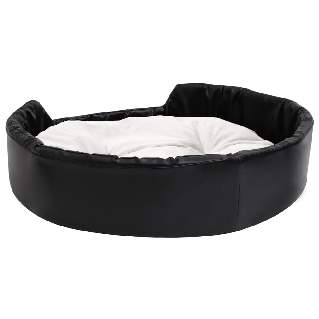 Lettino per Cani Nero e Beige 90x79x20 cm Peluche e Similpelle