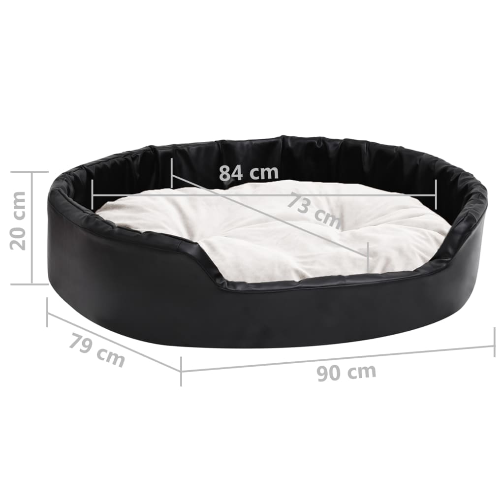 Lettino per Cani Nero e Beige 90x79x20 cm Peluche e Similpelle