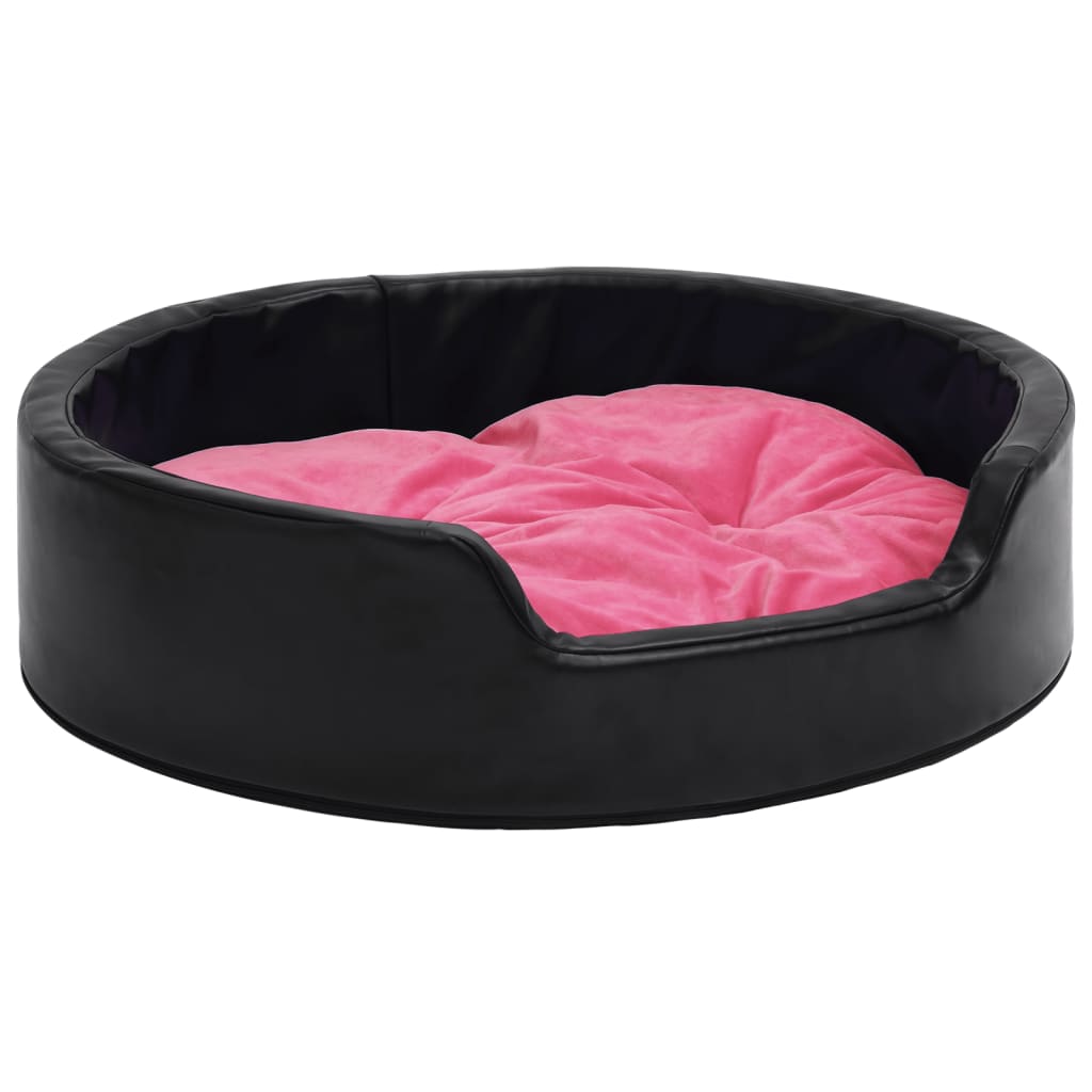 Lettino per Cani Nero e Rosa 79x70x19 cm Peluche e Similpelle