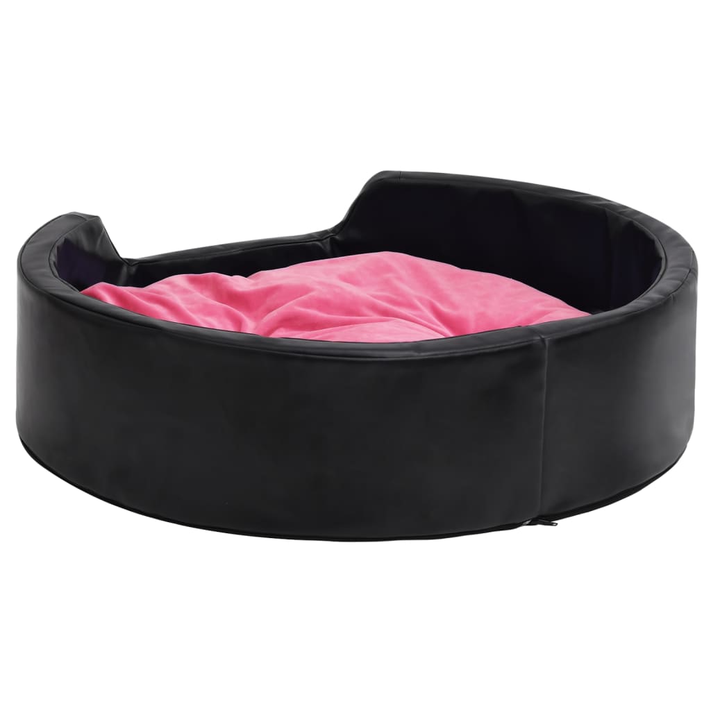 Lettino per Cani Nero e Rosa 79x70x19 cm Peluche e Similpelle