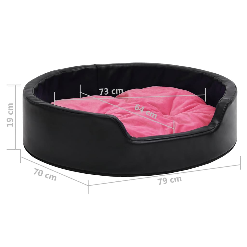Lettino per Cani Nero e Rosa 79x70x19 cm Peluche e Similpelle