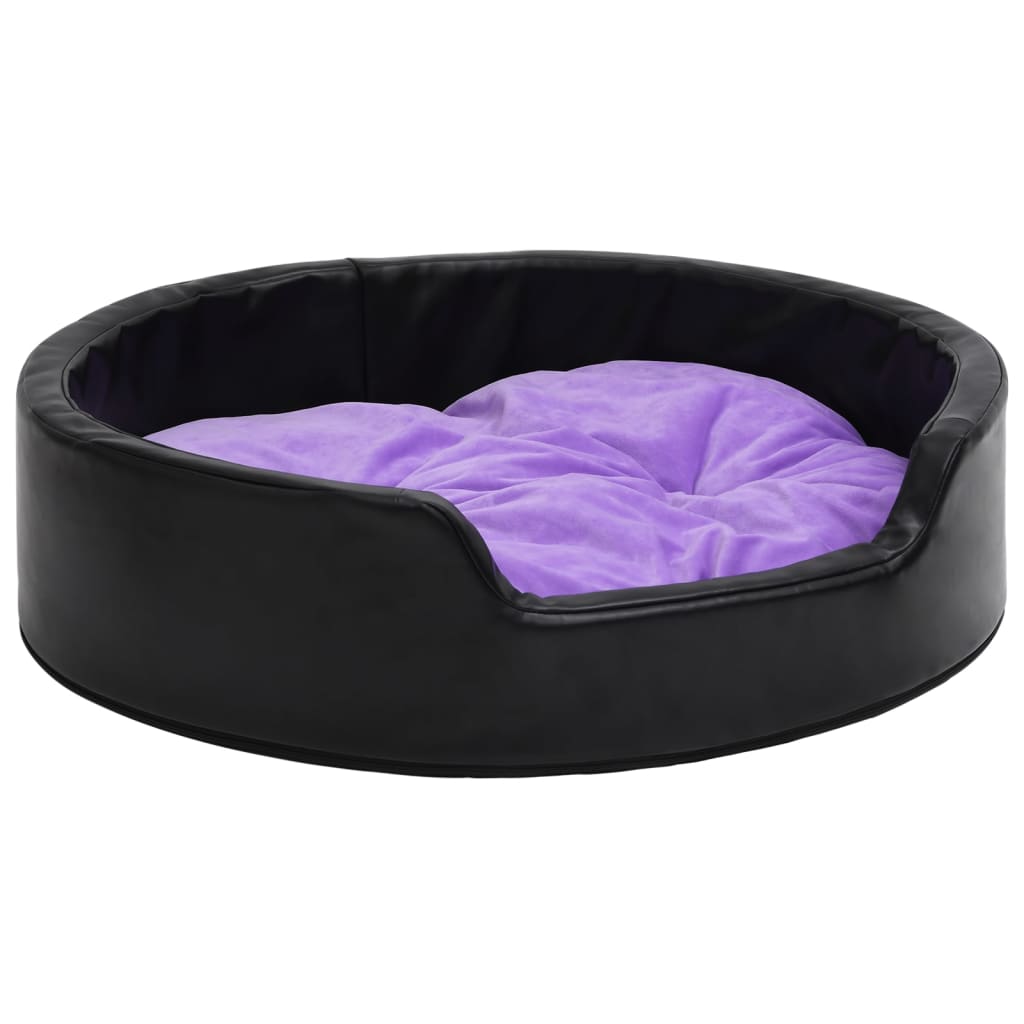 Lettino per Cani Nero e Viola 69x59x19 cm Peluche e Similpelle