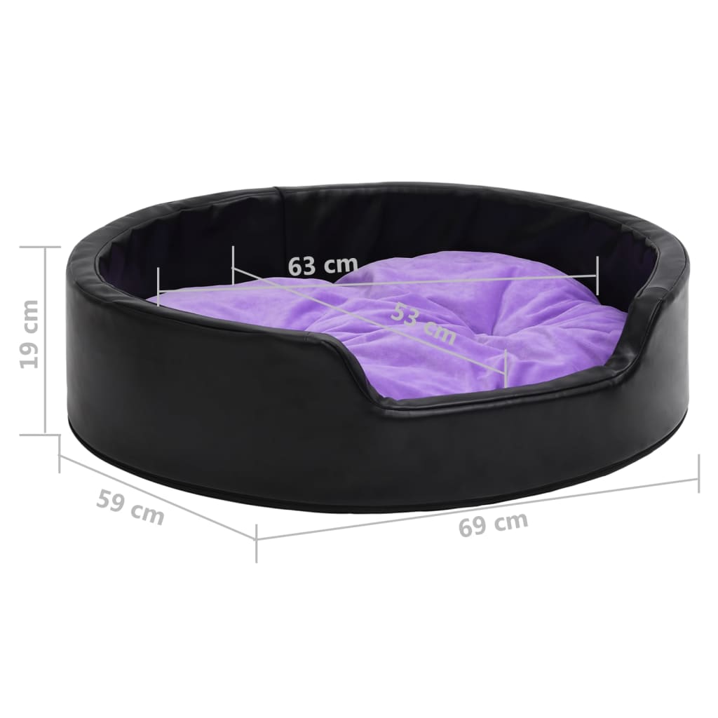 Lettino per Cani Nero e Viola 69x59x19 cm Peluche e Similpelle