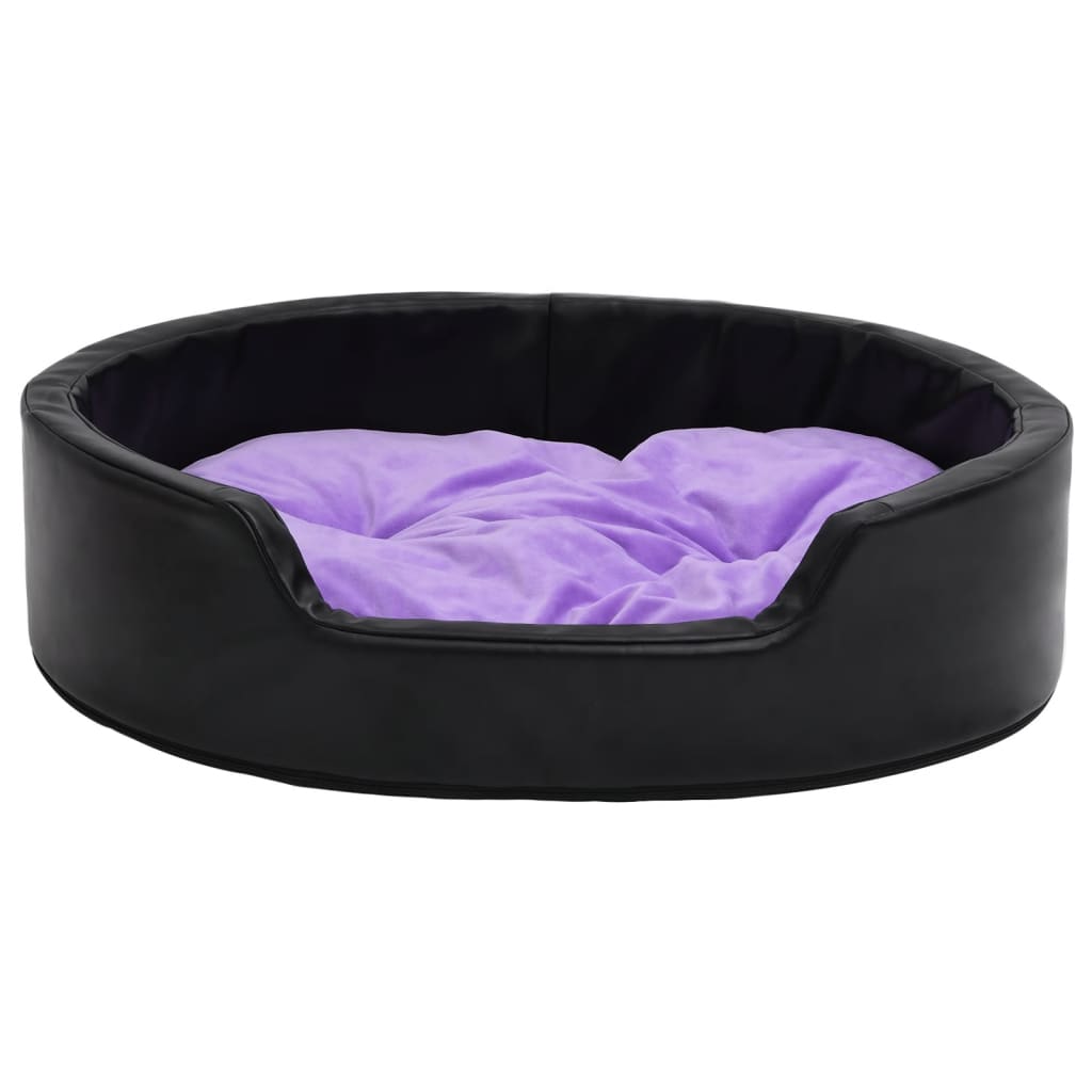 Lettino per Cani Nero e Viola 90x79x20 cm Peluche e Similpelle