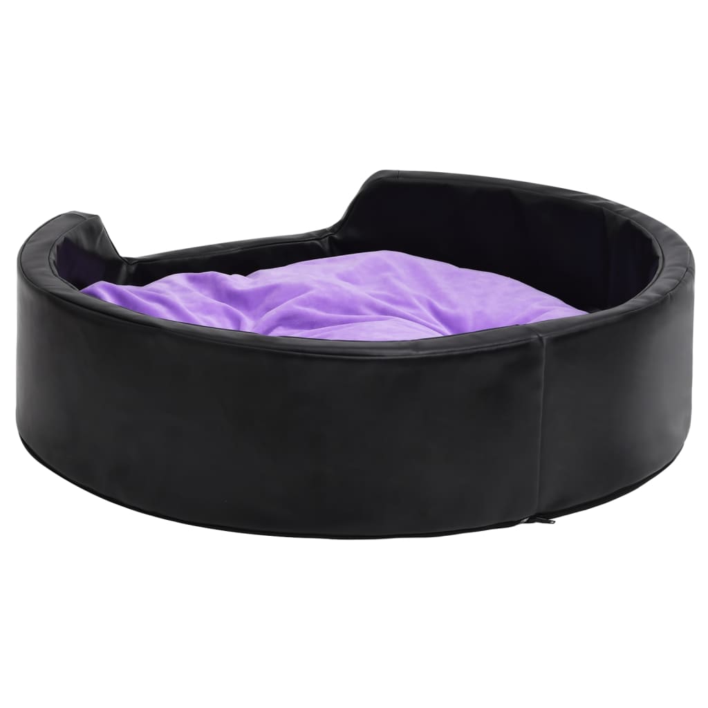 Lettino per Cani Nero e Viola 90x79x20 cm Peluche e Similpelle