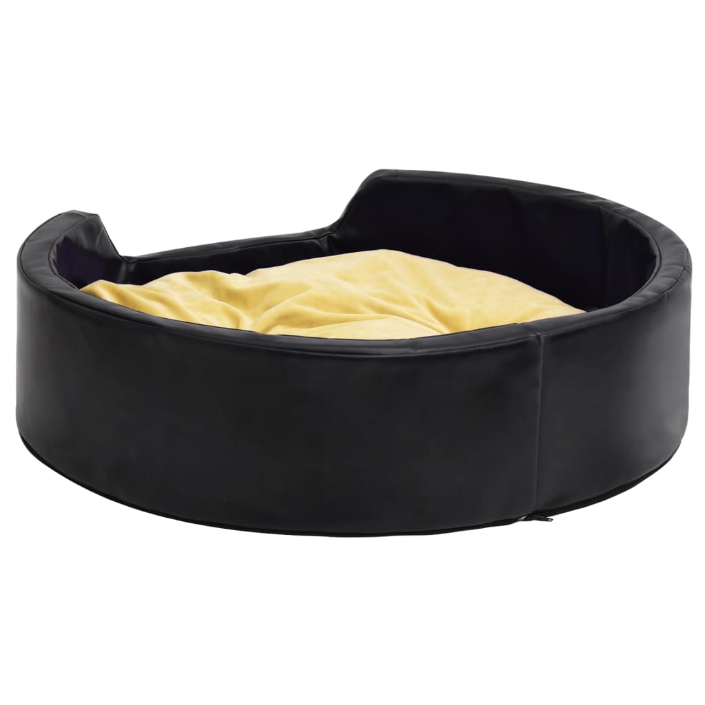 Lettino per Cani Nero e Giallo 79x70x19 cm Peluche e Similpelle