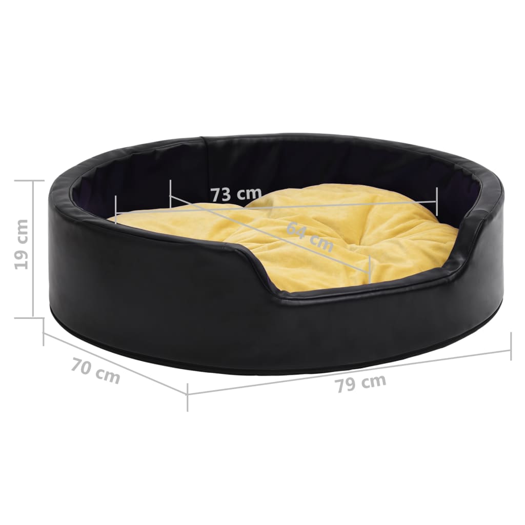 Lettino per Cani Nero e Giallo 79x70x19 cm Peluche e Similpelle
