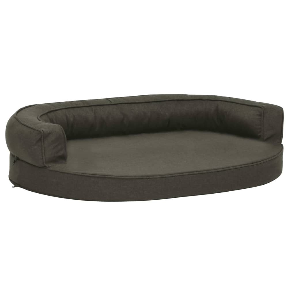 Materasso Ergonomico per Cani 90x64cm Effetto Lino Grigio Scuro