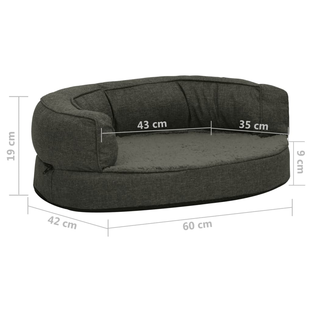 Materasso Ergonomico per Cani 60x42 cm Pile Lino Grigio Scuro