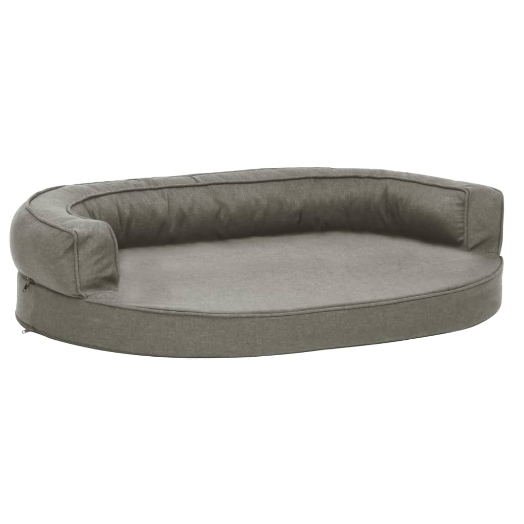 Materasso Ergonomico per Cani 90x64 cm Effetto Lino Grigio